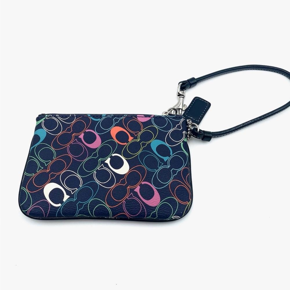 Coach Blue Multicolor Monogram Canvas Wristlet - Picture 4 of 6